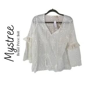 NWT Mystree White Eyelet Lace Blouse